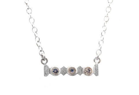 Sterling Silver necklace set with faceted moonstones