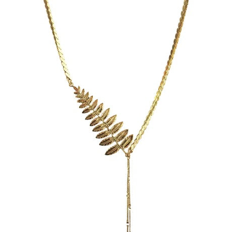 The Collective Dublin Fine gold plated brass Fern leaf necklace