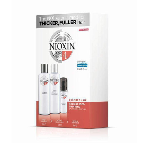 Nioxin Σύστημα 4 Trial Kit για βαμμένα μαλλιά με διάχυτη αραίωση (shampoo 150ml, conditioner 150ml, treatment 40ml)