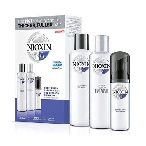 Nioxin Σύστημα 6 Loyalty Kit για μαλλιά με χημικές εργασίες με εμφανή αραίωση (shampoo 300ml, conditioner 300ml, treatment 100ml)