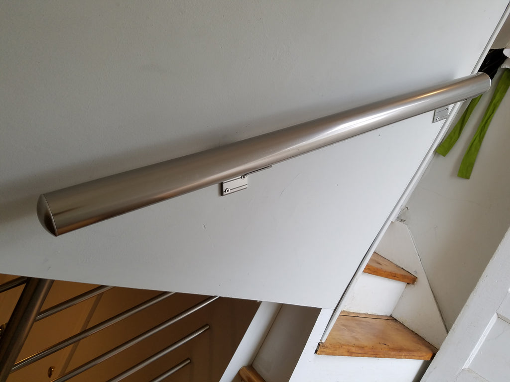 Brushed Nickel Round Wall Mount Modern Stair Handrail Grab Bar Staircase Railing Kit Aluminium
