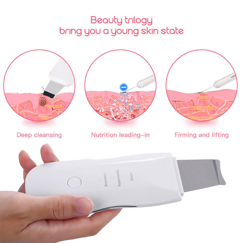 Hand holding scrubber for face tool
