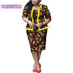 Elegant Women African Dresses African Wax Print Bazin Riche Coat and Dress with Traditional African Clothing Lady Outfits afcol298