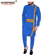 2019 spring&autumn african set for men AFRIPRIDE tailor made full sleeve long top+full length pants men's casual set afcol29(P2) - African Clothing Online