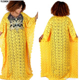 New Lace African Dresses for Women Dashiki Loose African Clothes Bazin Riche Sexy Africa Skirt with Beaded Embroidery Long Dress - African Clothing Online