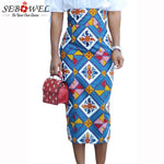SEBOWEL African Print High Waist Bodycon Pencil Skirt Women Floral Long Skirt Sexy Split Office Lady Midi Skirts 2019 Summer - African Clothing Online