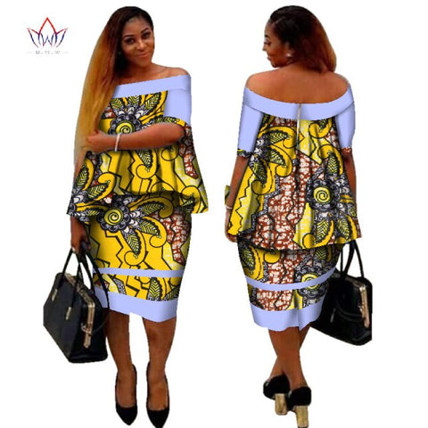 African Dashiki Print Women Clothing Two Pieces Tops and Body Corn Skirt Set African Women Skirt Set for Women Plus Size AWY2400