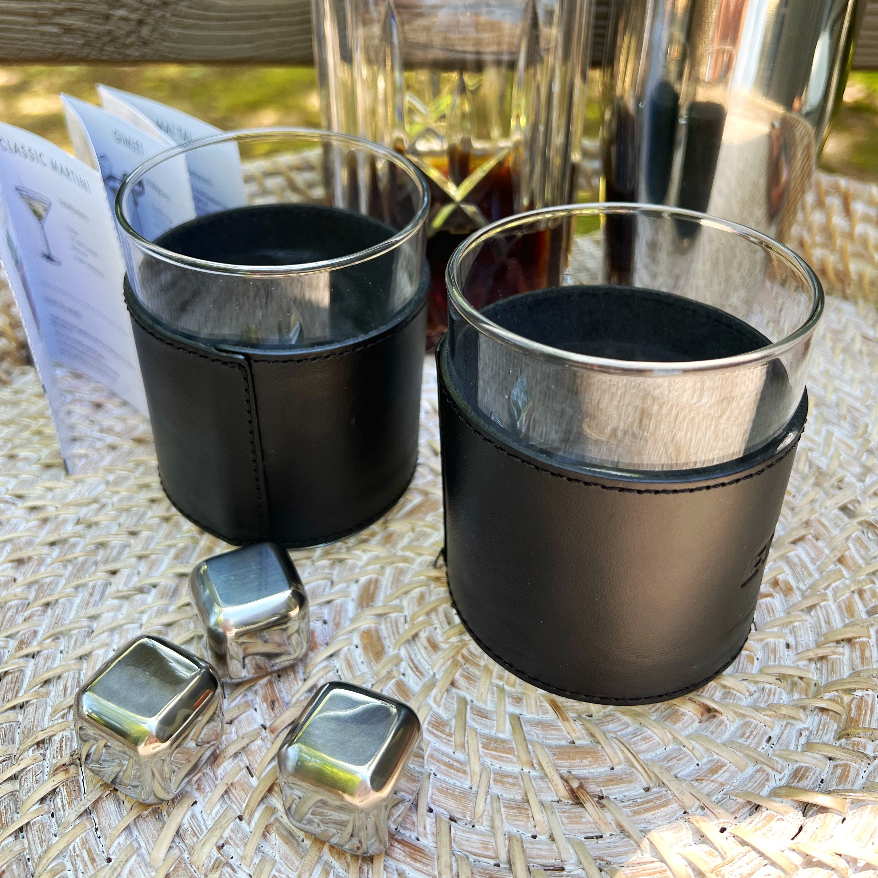 20 Professional Corporate Gifts Idea Under $100 | Leather Wrapped Rocks Glasses