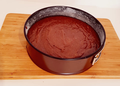 Chocolade Amandeltaart klaar voor oven