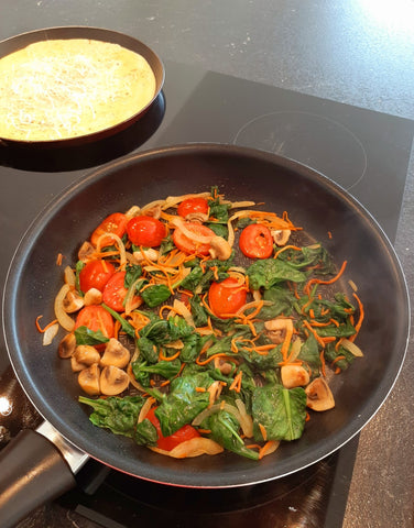 Omelet spinazie SuperRoots Cichoreiwortelvezel gezonde lunch tegen obstipatie