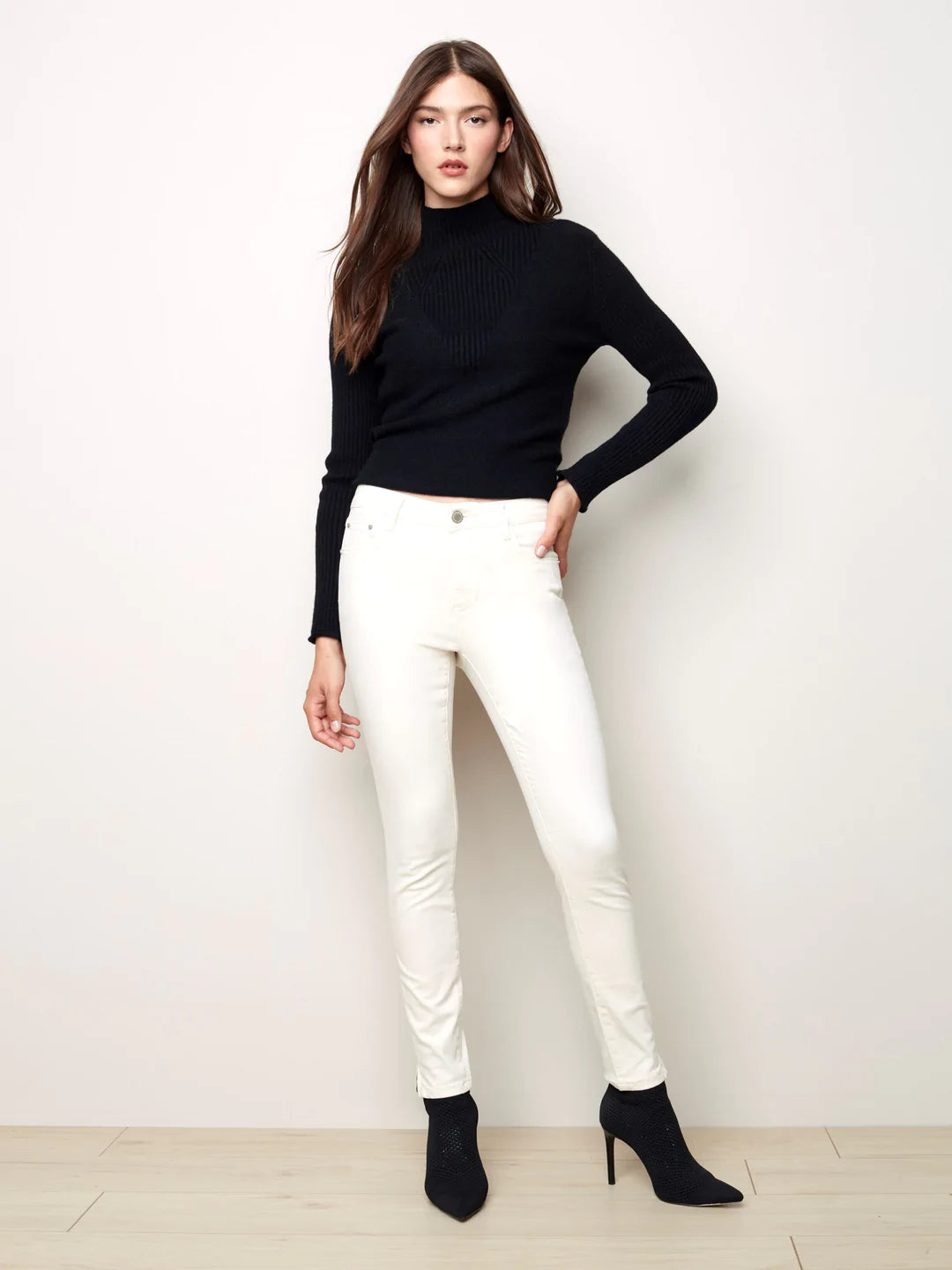 Twill Pants with Lace Ankle