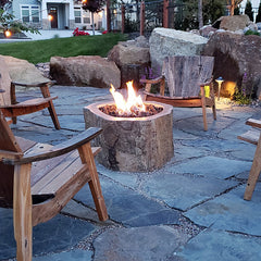 natural stone gas fire pit installed in Eagle, Idaho