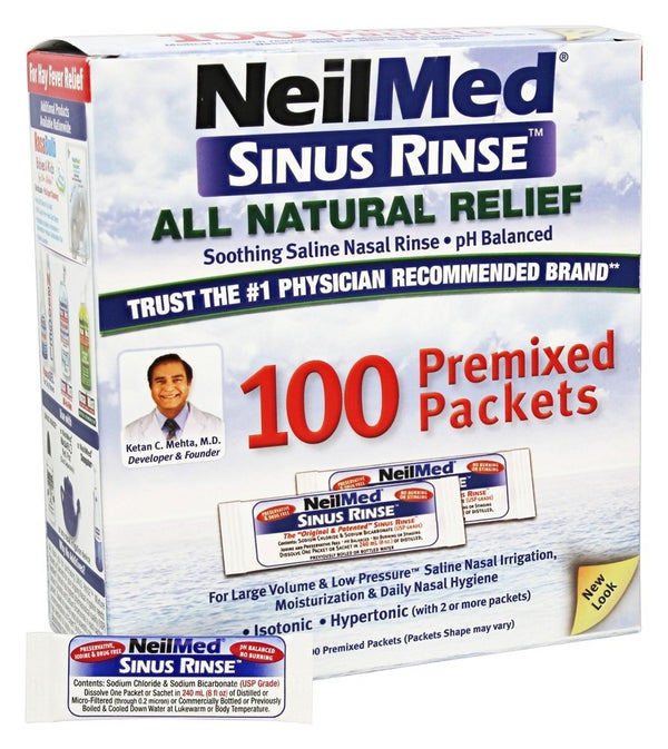 2 x NeilMed Sinus Rinse Pediatric Starter Kit Soothing Saline Nasal 10  Sachets