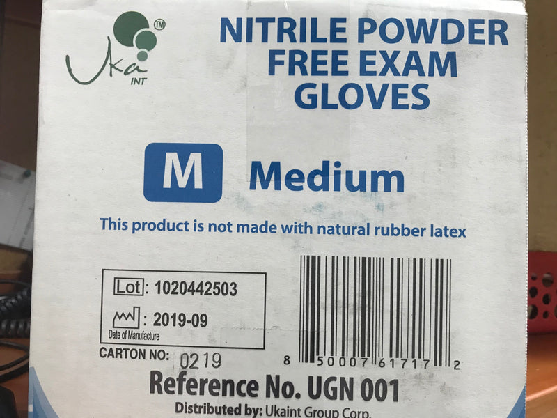 Uka Int Nitrile Powder Free Exam Gloves 10 Boxes x 100 Gloves Size M