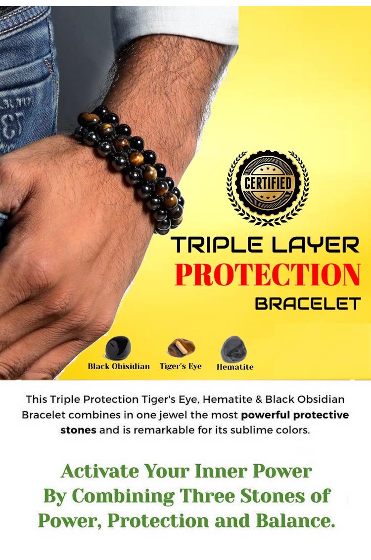Double Layer Black Obsidian 8mm Natural Stone Bracelet– Imeora