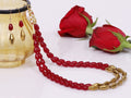 Imeora Maroon Double Line Necklace With Golden Hematite