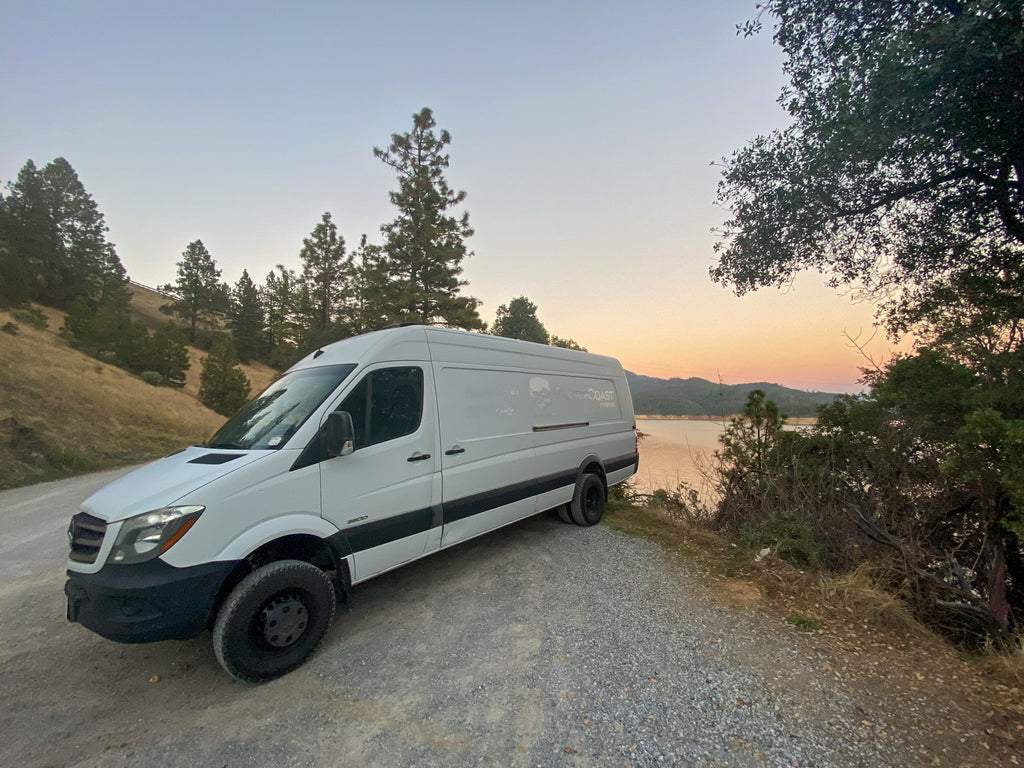 Mercedes Sprinter camping at Lake Shasta