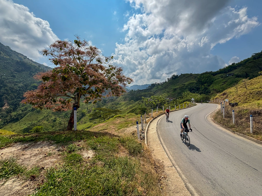 Cruising through some lovely corners on a Colombian mountain road