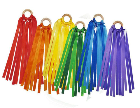 Waldorf Hand Kite Set Rainbow Ribbon Baby Sensory Toys - Temu
