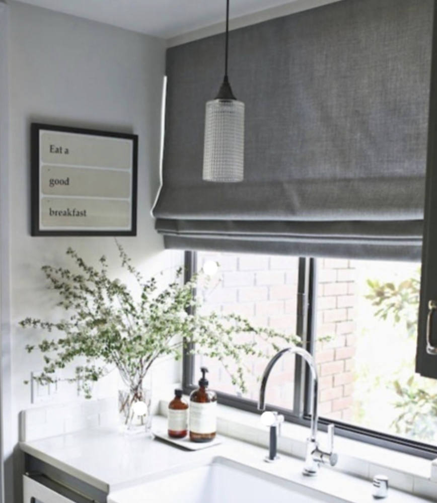 gray linen roman shades