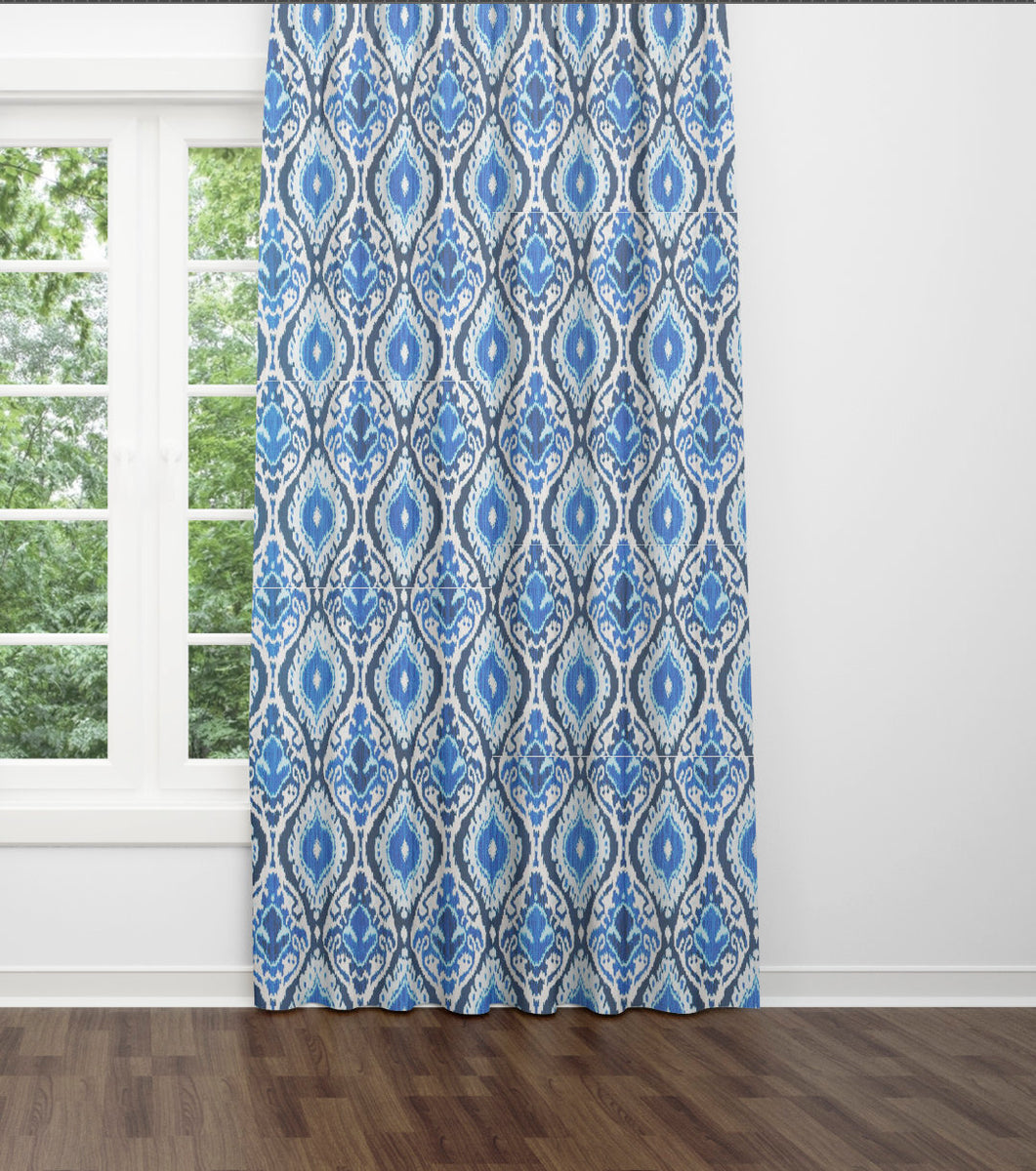 Blue Ikat Curtains navy ikat curtains dining room curtains blue ethnic ...