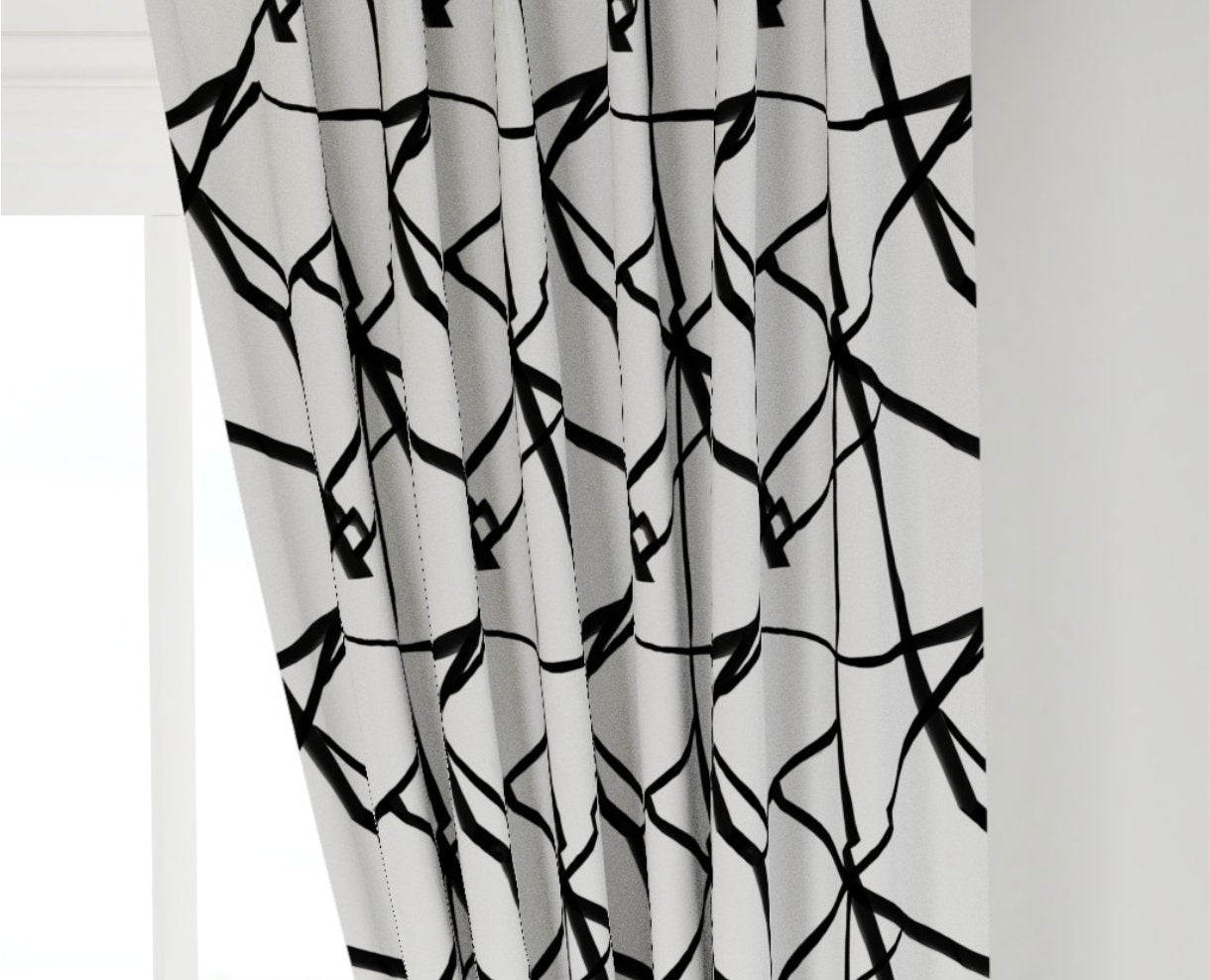 black and white curtains