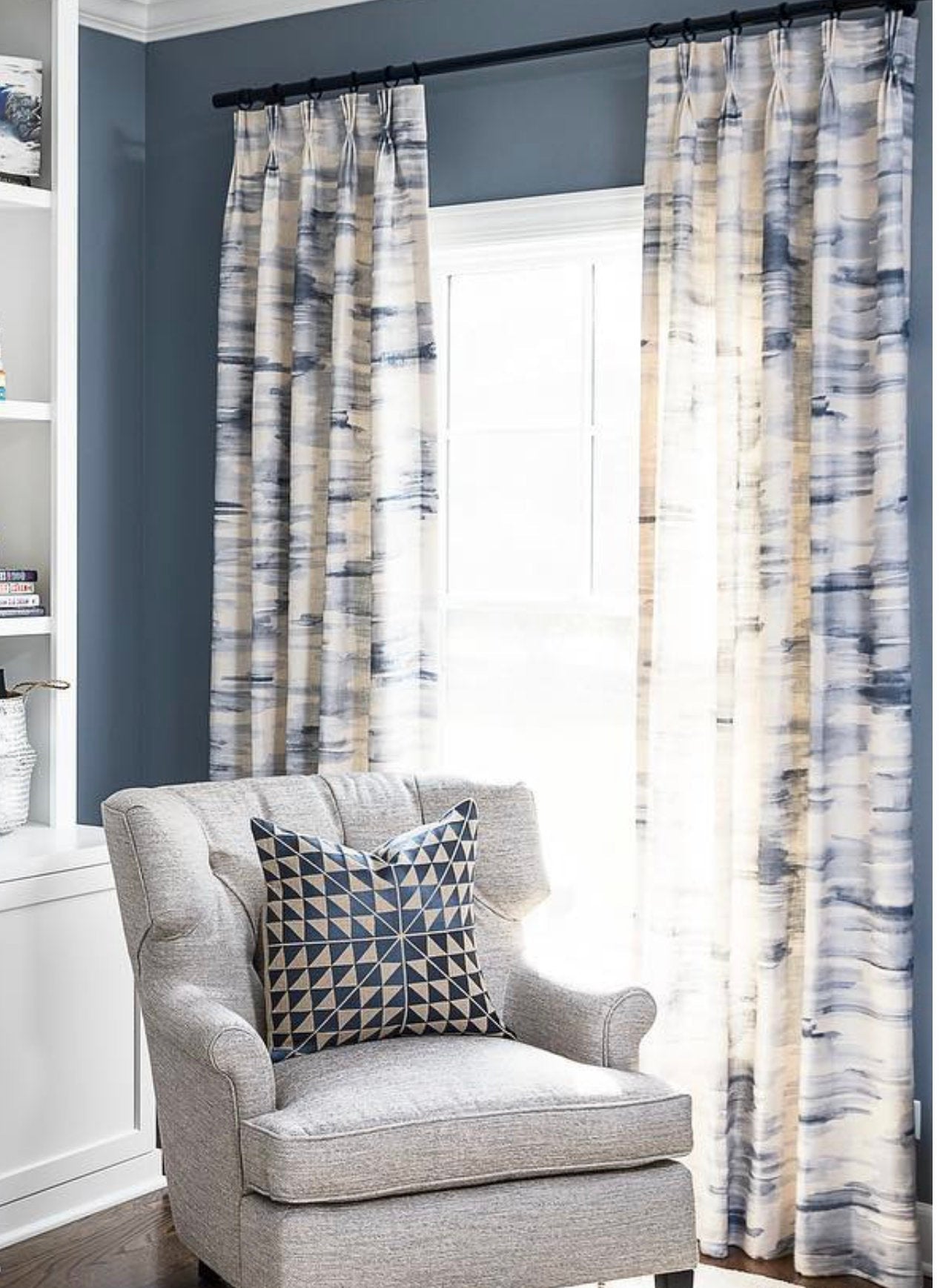 navy and grey curtains