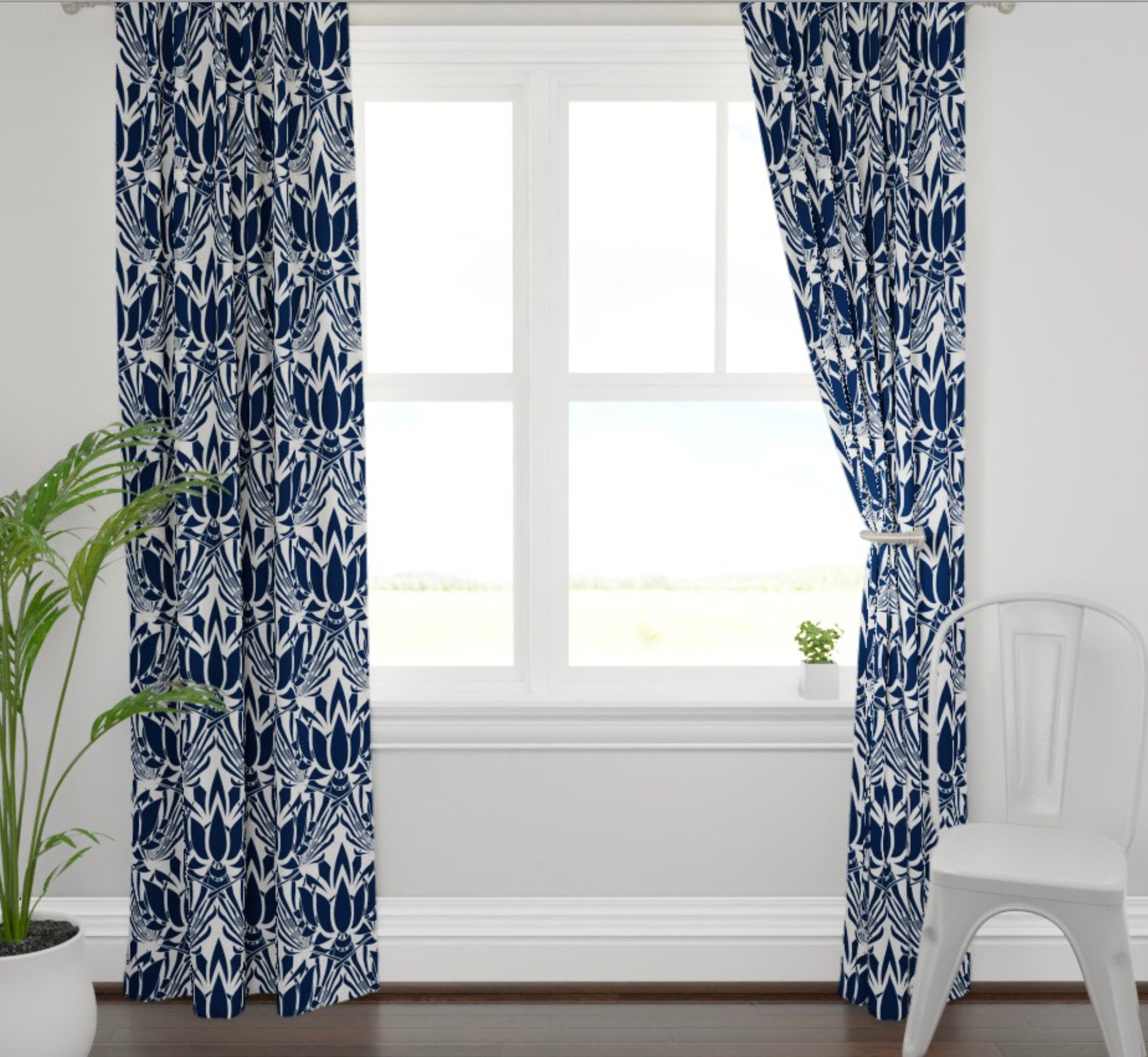 navy curtains