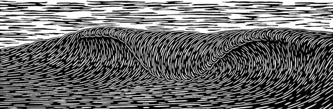 Wave, Wood Block Print, Hawaii, Steven Kean, Printmaker, Oahu