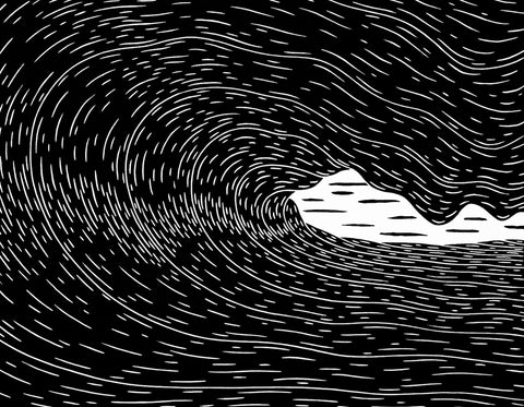 Wave, Wood Block Print, Hawaii, Steven Kean, Printmaker, Oahu