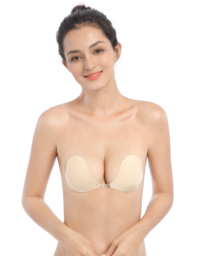 Magic Curves Women's Adhesive Plunge Bra With Clear Back Strap