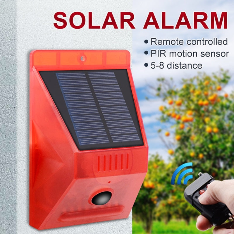 Solar Alarm Light Motion Detector And Sound Security Siren with Remote