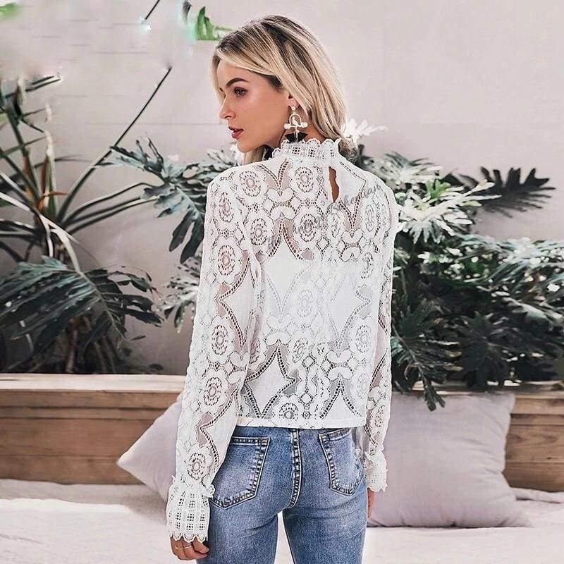 Rosaline White Lace Lantern Sleeve Blouse | The Vintage Bohemian