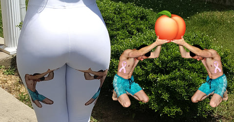 men lifting a womans butt and lifting a peach
