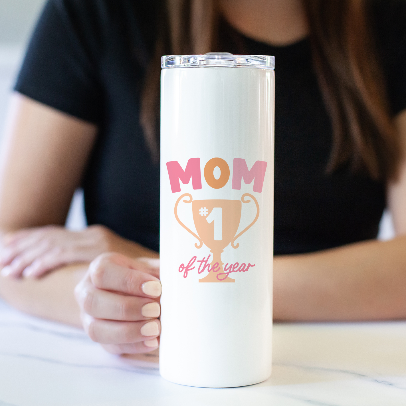 Tired As A Mother Coffee Tumbler — White Confetti Box