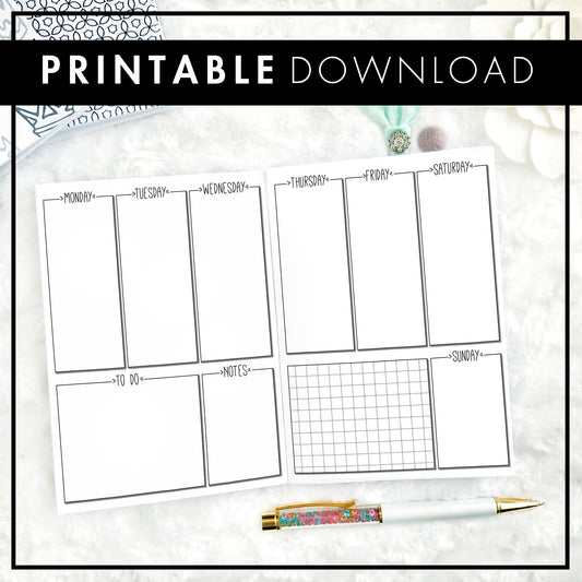 Monthly Overview Calendar Stencil for Journal and Planner, Monthly Layout  Stencil for B6 Notebook, Planner Template Stencil 