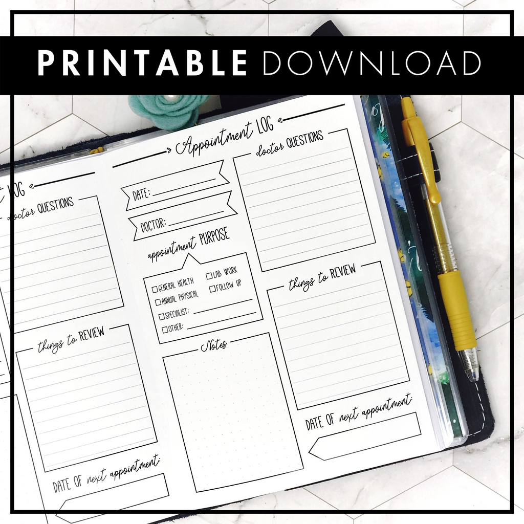 Download LPA Inserts | Mental Note Series | Appointment Tracker | Printable | Lights Planner Action