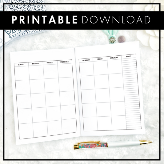 A6 - Rachel's Weekly Agenda - week on 2 pages, minimal design, printable  insert