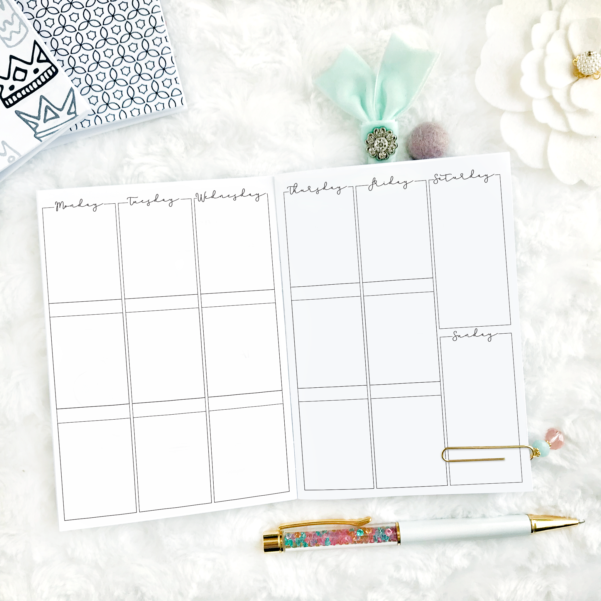Lights Planner Action Planner Inserts | Weekly Vertical Box Column ...