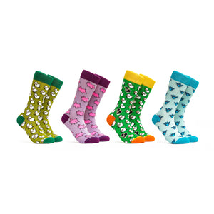Funny Animals Combo - Colors Turquoise, Green and Pink - 4 Pairs