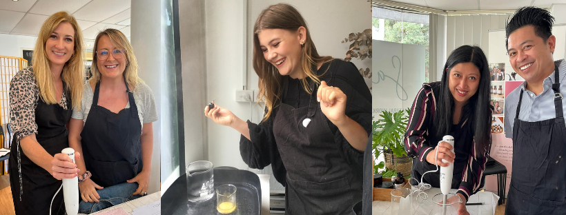 Guest at our Natural Body Care Making Workshop in Camperdown Sydney. They make 3 fabulous natural skincare products for the body, including a natural deodorant, hand and body wash and coffee scrub.