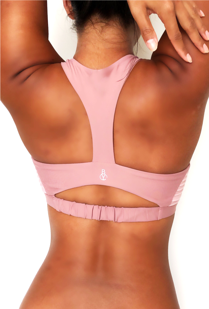 dusty pink sports bra