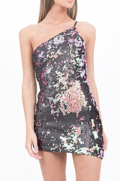 multi coloured glitter dress