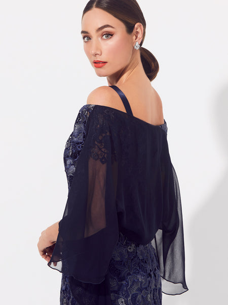 Dark Navy Silk Shrug