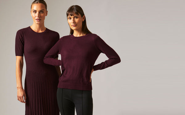 Aria Berry Knit Dress and Verna Berry Knit Sweater