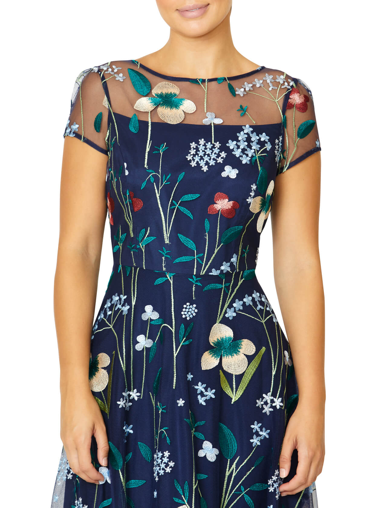 Leila Navy Floral A-Line Dress