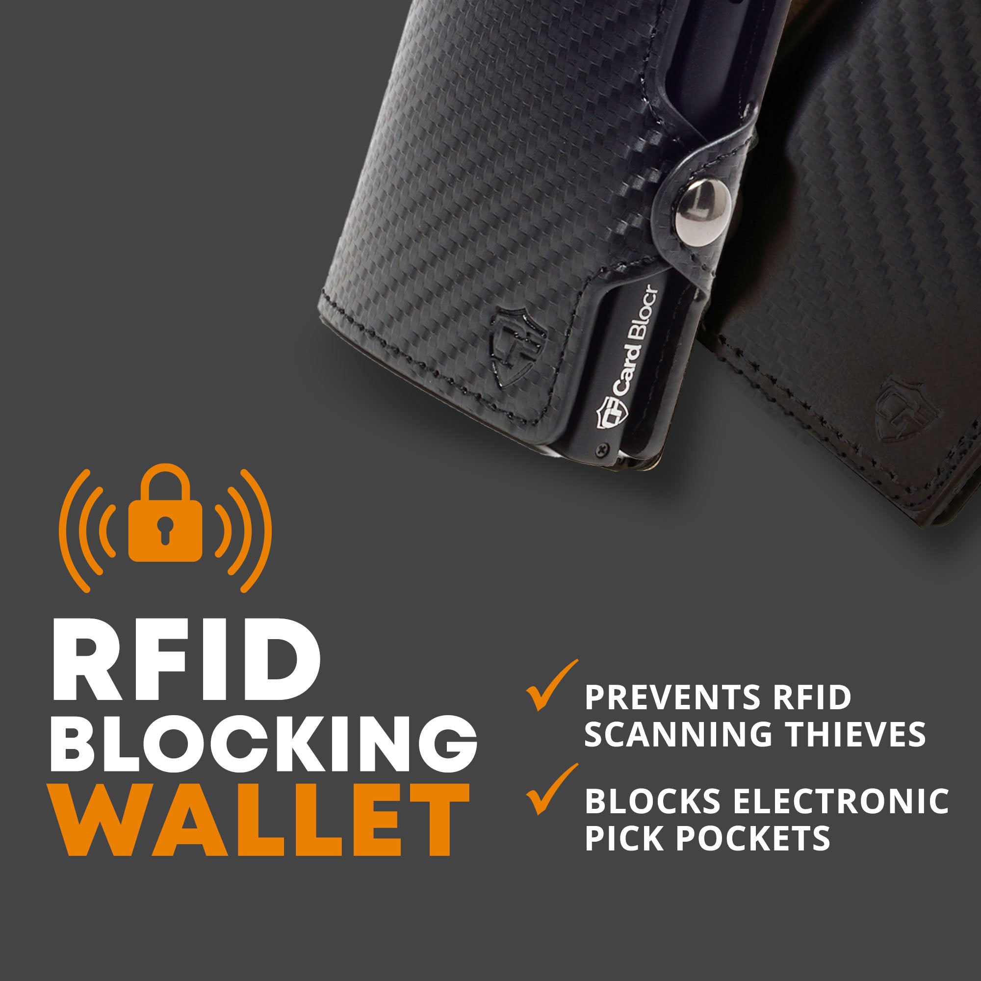 Card Blocr RFID Minimalist Wallet in Black Carbon Fiber Style