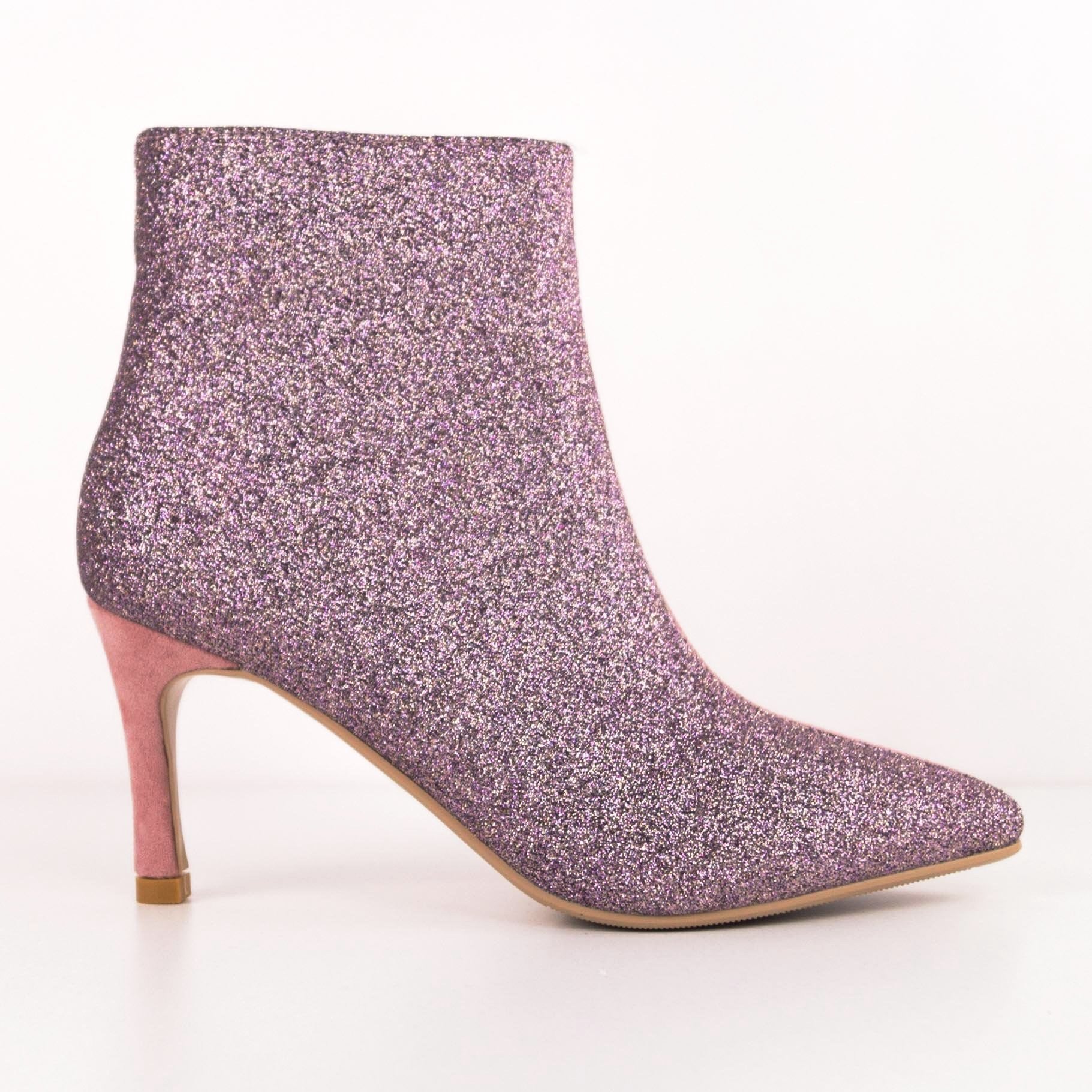 pink kitten heel ankle boots