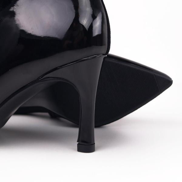 black patent kitten heel ankle boots