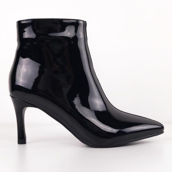 black patent kitten heel boots